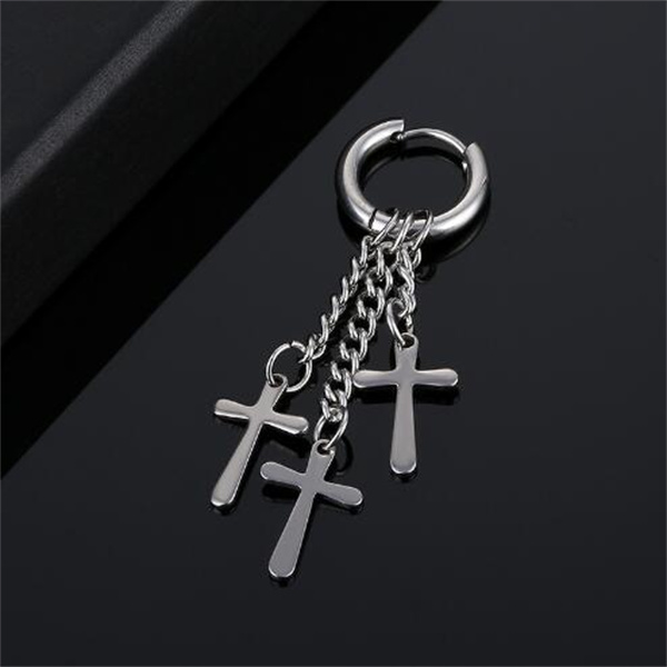Dangle Punk Stainless Steel Cross Drop Earrings Gothic Hip Hop Feather Piercing Earring Men Women Party Halloween Jewelry Gifts GC2001