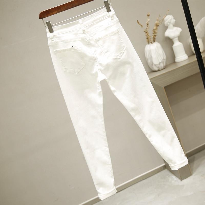 Women's Jean White Denim Jeans Cartoon Graffiti Flowers Print Stretched Hallen Pencil Pants Autumn Skinny LU1271 230330