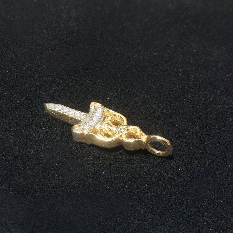 B145 S925 Sterling Silver Pendant Personalized Punk Style Retro Hip Hop Simple Gold Plated Sacred Sword with Diamond Cross Flower Letter Shape Gift fo