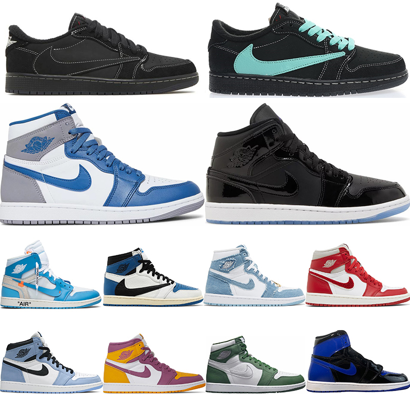 

Nike Air Retro Jordan 1 Basketball Shoes Low Black Phantom Reverse Mocha X Tiffany Travis scott Off White Patent University Blue Men Women Sneakers AJ1 Trainers, Shoesbox