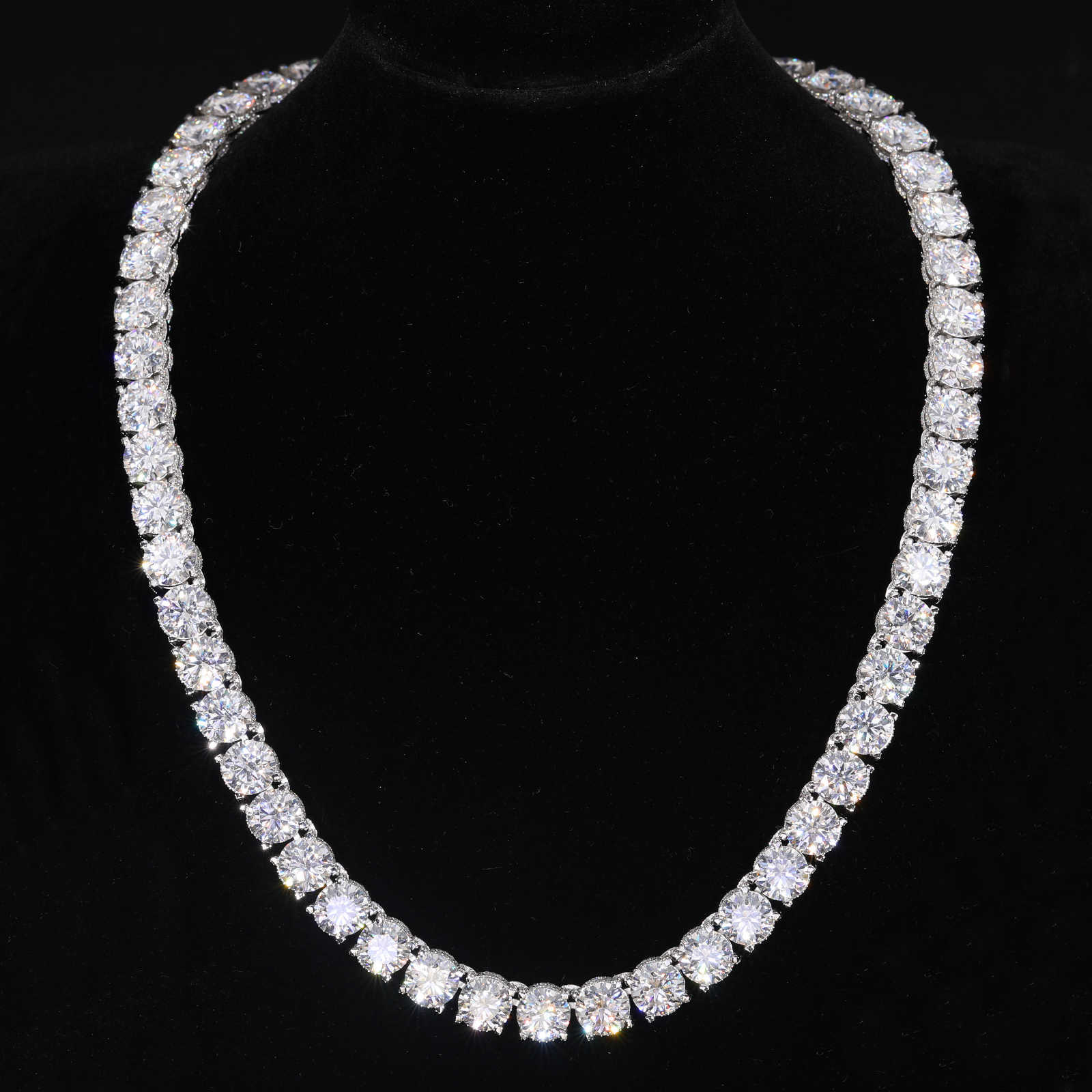 Designer-style high-end necklace2025 Design Iced Out Bracket 10mm Sterling Sier Vvs Moissanite Dia Baguette Buckle Tennis Chain Necklace