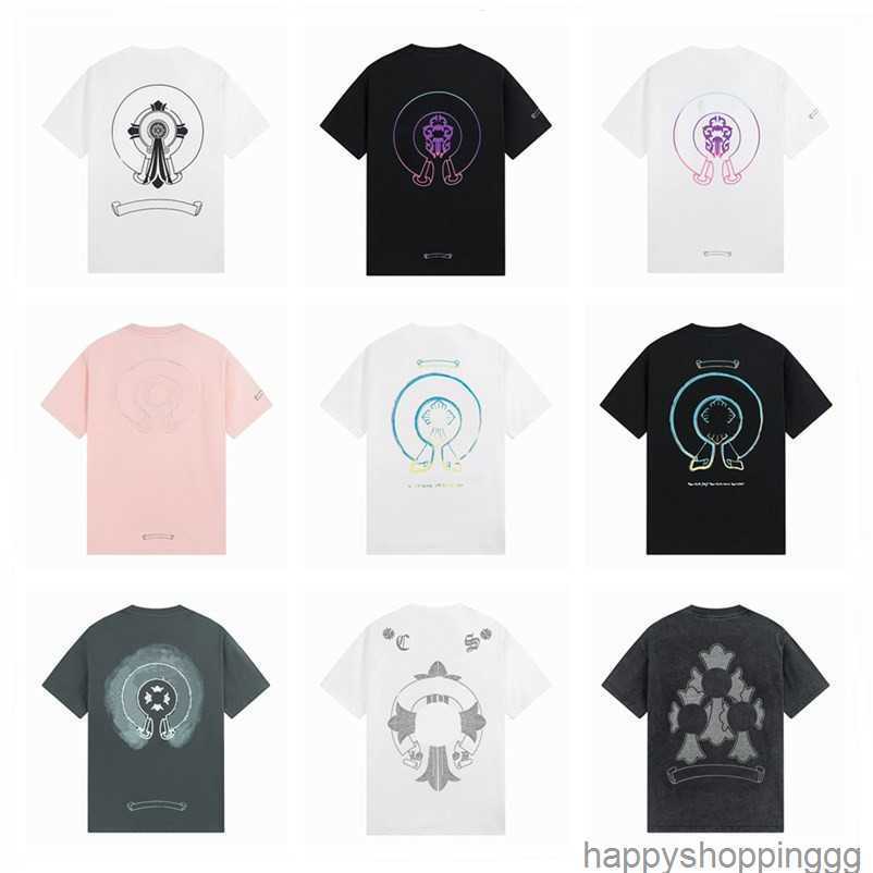 

2023 Designers Classic Chromes Mens T-Shirts Summer Brand Top T-shirts Ch White Short Casual Embossed Letter Horseshoe Sanskrit Cross Pattern Tees Szie S-XL