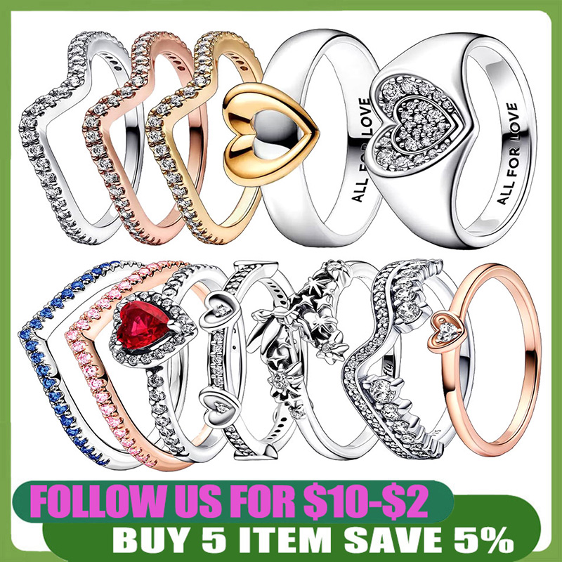 925 Silver Women Fit Pandora Ring Original Heart Crown Fashion Rings Elevated Red Heart Asymmetric Wave Radiant Heart
925 Silver Women Fit Pandora Ring Original Heart Crown Fashion Rings Elevated Red Heart Asymmetric Wave Radiant Heart