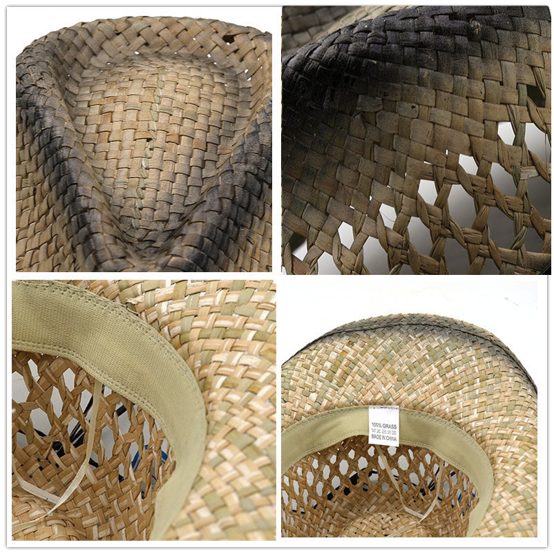 Wide Brim Hats Bucket Hollow straw hat Straw Cowboy Western Beach Felt Suns Party Cap for Man Women 3colors summer jazz 230330