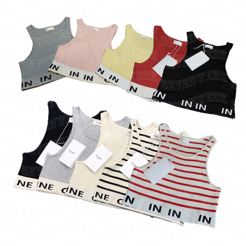 Stripe Letter Knits Tops Womens Vests T Shirts Designer Sleeveless Cropped Tank Top Sexy Ladies Vest For Party, Beige
Stripe Letter Knits Tops Womens Vests T Shirts Designer Sleeveless Cropped Tank Top Sexy Ladies Vest For Party, Beige
