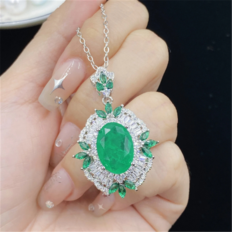 Vintage Lab Emerald Diamond Jewelry set 925 Sterling Silver Engagement Wedding Rings Earrings Necklace For Women Promise Jewelry