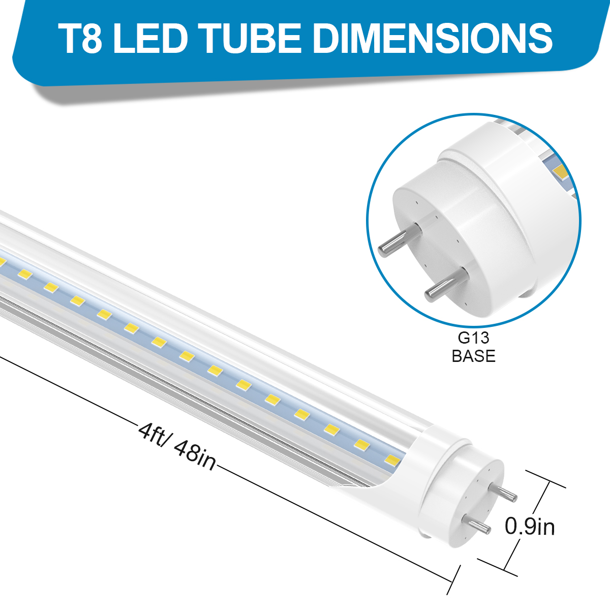 US STOCK 4ft 1.2m T8 Led Tube Lights High Super Bright 22W Warm / Cool White Led Fluorescent Tube Bulbs G13 Bi-pin AC 85-265V replacement for shop gar