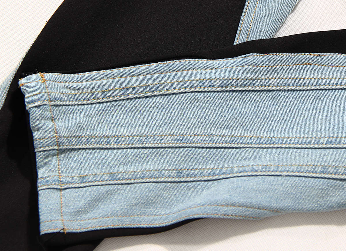 Women's Jeans 2023 Spring Stretch Line Sense Personality Contrast Color Stitching Washed LightColored Street Trousers 230330