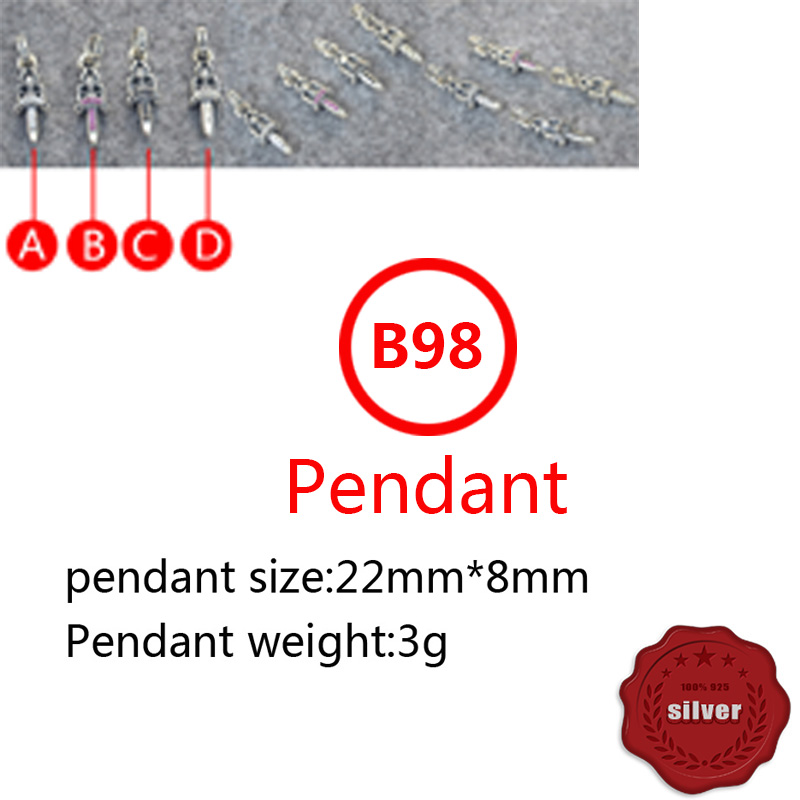 B98 S925 Sterling Silver Pendant Personalized Punk Style Retro Hip Hop Simple Sword Cross Flower Letter Shape Gift for Lovers