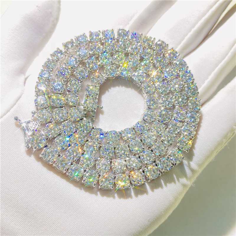 urious Custom Solid Gold Tennis Chain with VVS Moissanite Stones Exquisite Fine Jewelry for Men and Women 3mm 5mm Width
