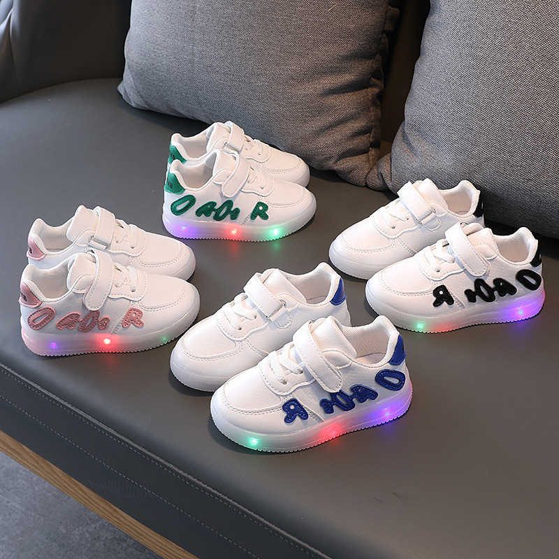 Athletic Outdoor Children Led Shoes Autumn Luminous Lighted Casual Fashion Breathable Baby Boys Girls Sport Running Soft Bottom Kids Sneakers
