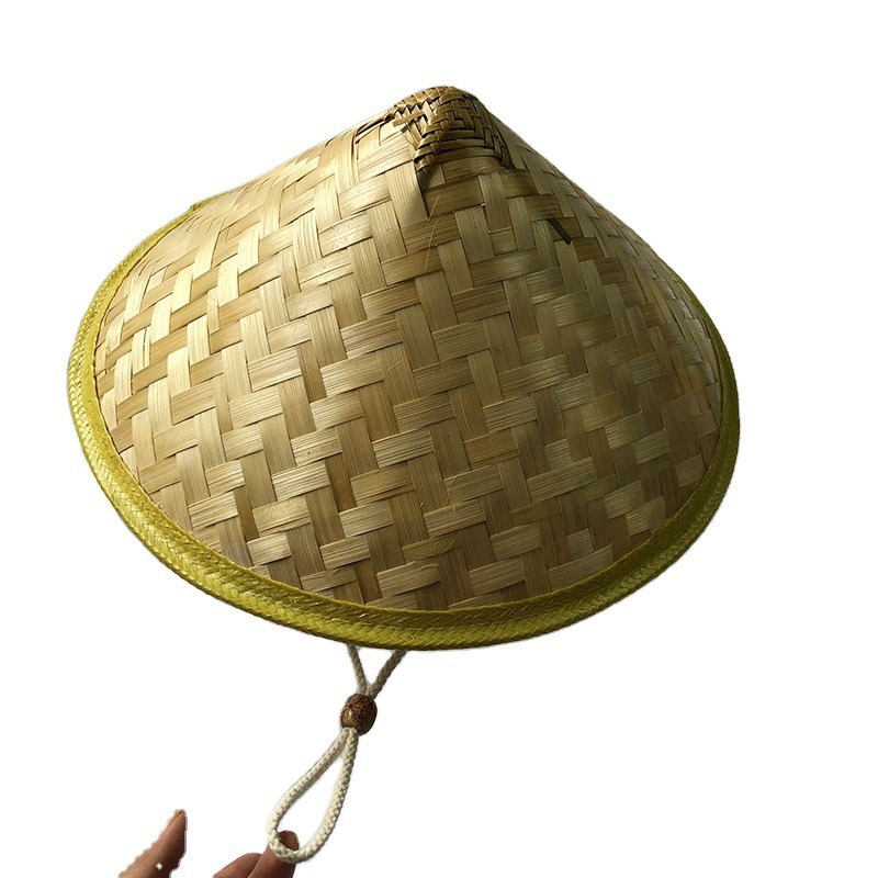 Wide Brim Hats Bucket Bamboo Hat Chinese Style Rattan Fisherman Retro Handmade Weave Straw Cap Tourism Cone Fishing Sunshade Rain Caps 230330