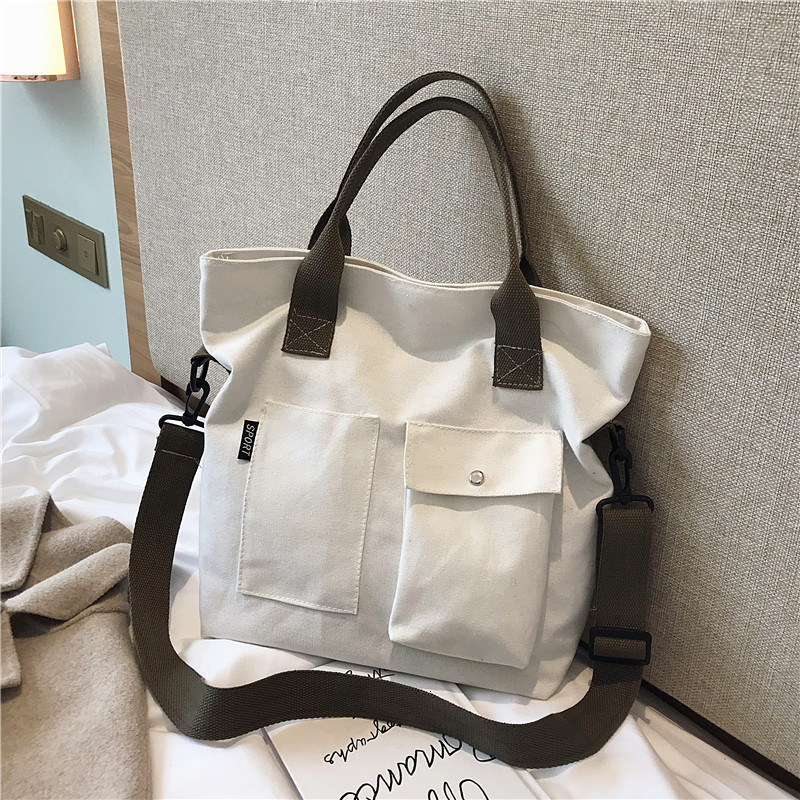 Evening Bags Canvas for Women Handbag Shoulder Large Capacity Solid Color Shopper Casual Female Cross Body 230329