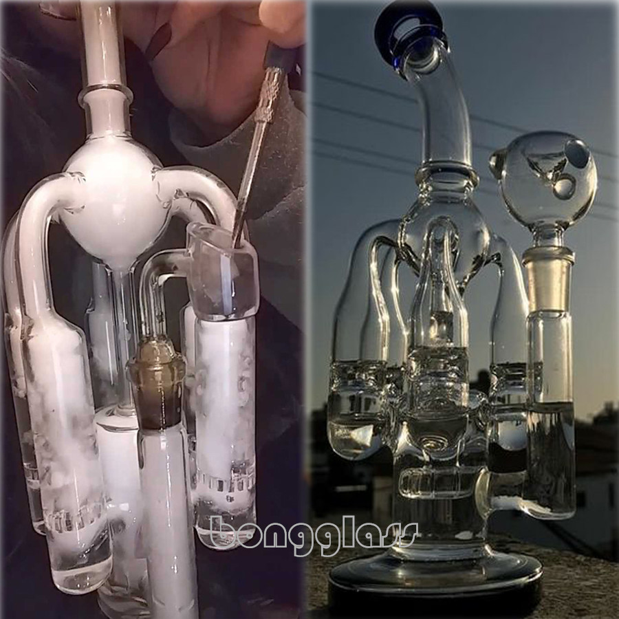 Big Thick Glass Water Bongs Recycler Oil Rigs hookahs Beaker Bong Smoke Glasses Water Pipes Bowl 14mm joint