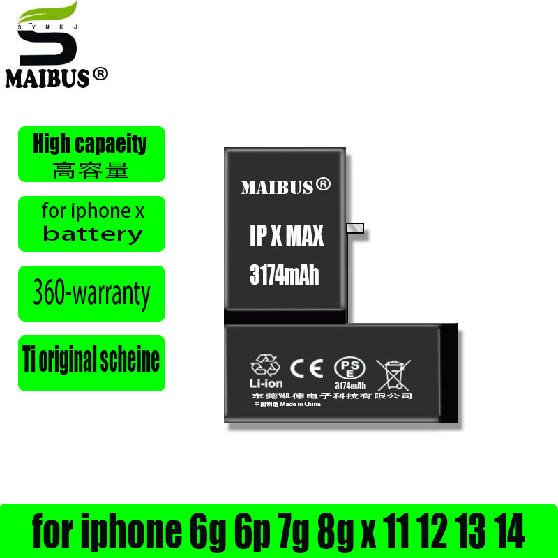 NOW MAIBUS For iphone 6g 6s 7G 8 plus X XS XR 11 PRO MAX batteries High capacity Mobile phone battery ti
NOW MAIBUS For iphone 6g 6s 7G 8 plus X XS XR 11 PRO MAX batteries High capacity Mobile phone battery ti