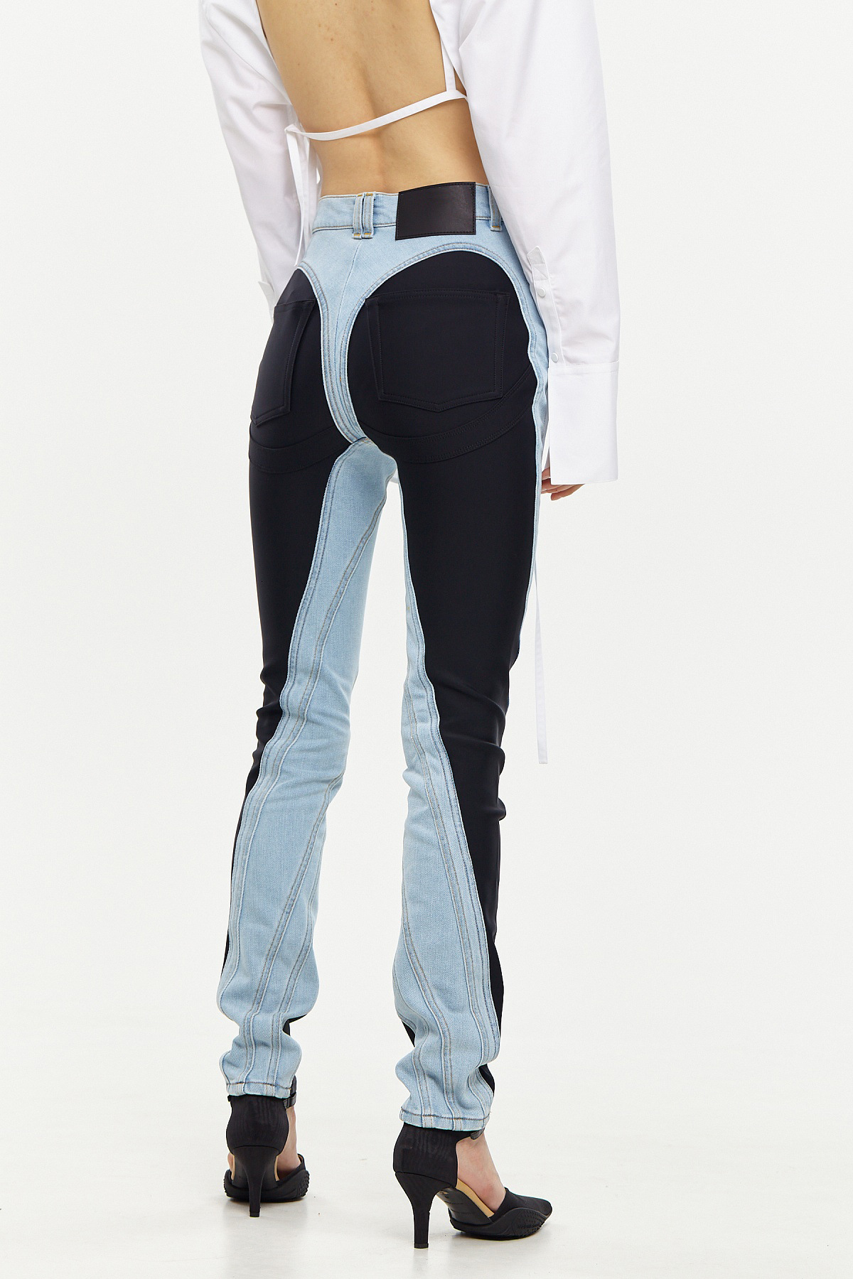 Women's Jeans 2023 Spring Stretch Line Sense Personality Contrast Color Stitching Washed LightColored Street Trousers 230330