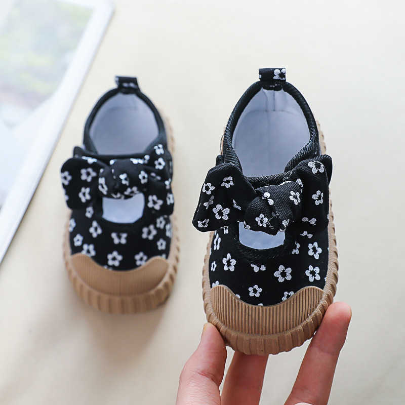 Athletic Outdoor Hook Loop Canvas Shoes for Girls 2023 Kids Fashion Shallow Summer New All-match Retro Bow Breathable Campus Shoes Soft Toddler W0329