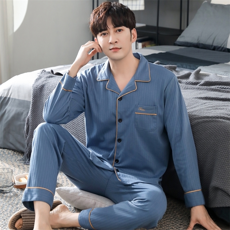 Men's Sleepwear Autumn Winter Men's Cotton Pajamas Button Lapel Pajamas Cartoon Pajamas Set Casual Sleep and Lounge Pajamas 3XL 4XL Men'