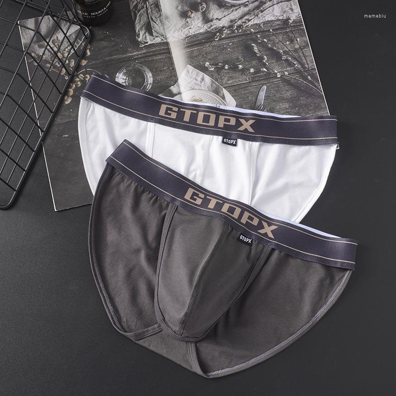

Underpants GTOPX MAN Men's Cotton Low Waist High Fork Comfortable Breathable Sexy Underwear U Convex Pocket Briefs, Gray
