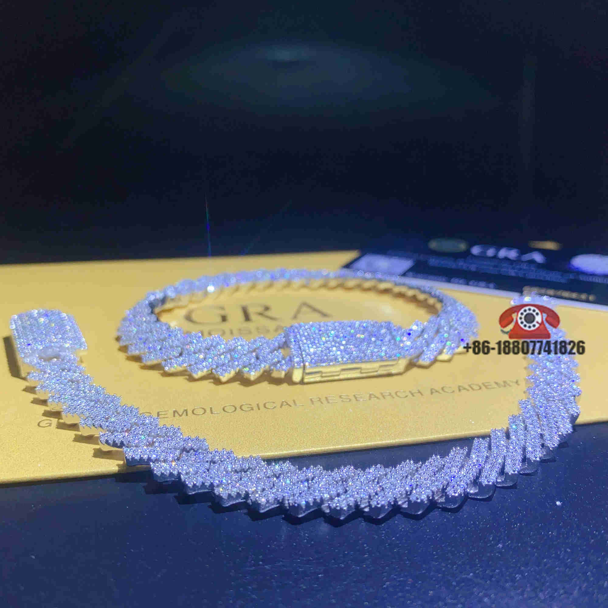 Top Seller Hip Mens Fine Jewelry 10mm 2rows Diamond Vvs1 Moissanite Cuban Bracelet 925 Sterling Silver