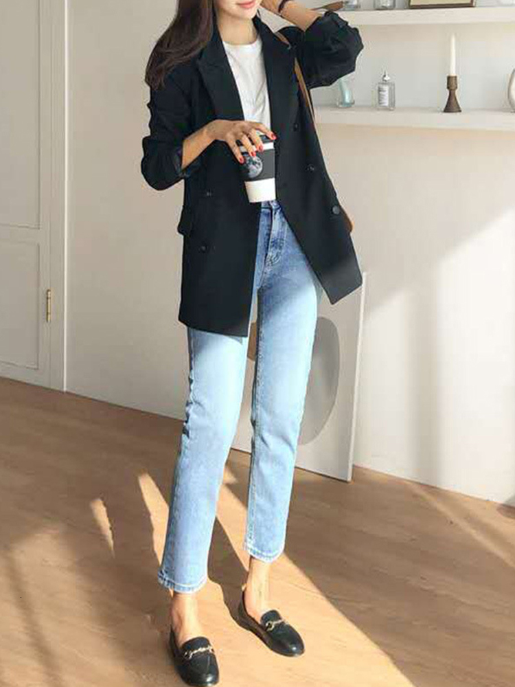 Women's Jeans Straight jean spring Korean fashion high waist retro slim streetwear boyfriend cigarette washed denim pants for girl 230330
