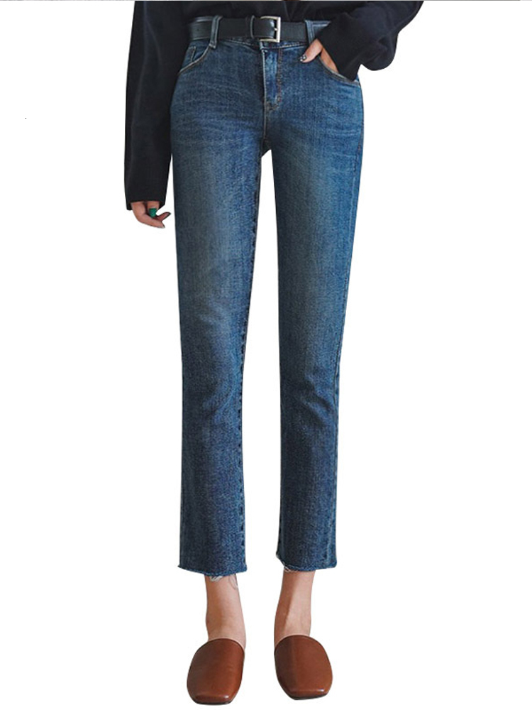 Women's Jeans Spring Summer Office Lady Cotton Solid Straight Ankle Length For Girls Fashion Pants Boyfriend 230330