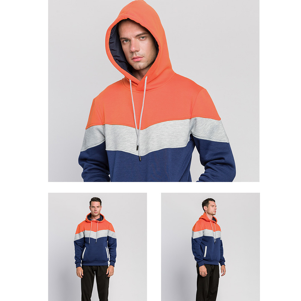 Men's Tracksuits Men's sportswear patch work hoodie sweater and pants 2 piece casual loose wool warm street clothing Men's fashionable 