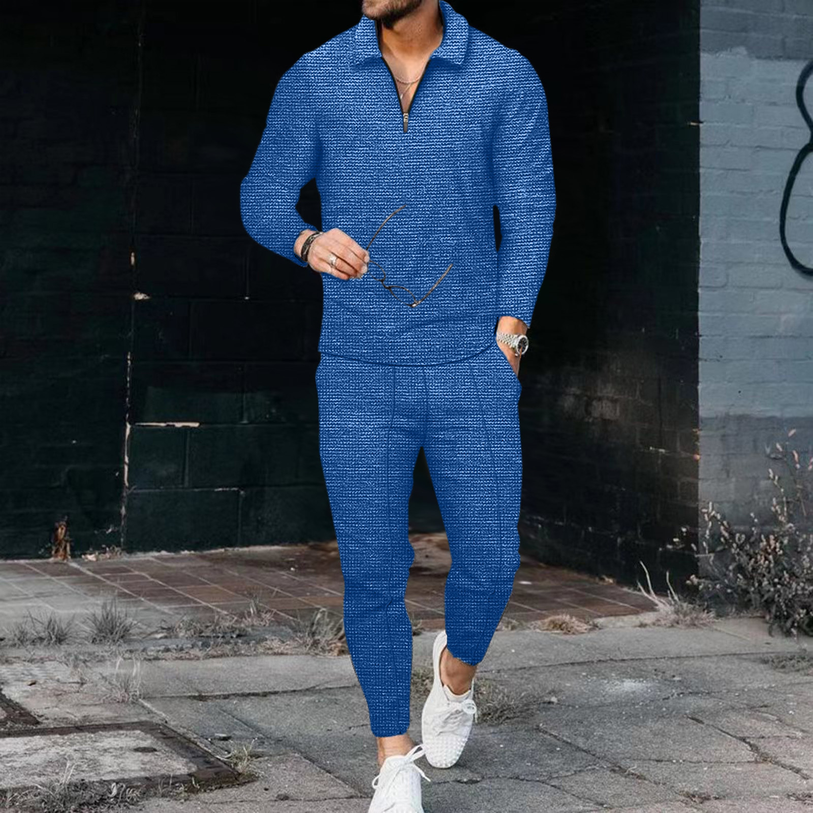 Men's Tracksuits Men's Track and Field Wear Spring and Autumn Sportswear 2-piece Long Sleeve Polo ShirtPants Solid Sportswear 230330