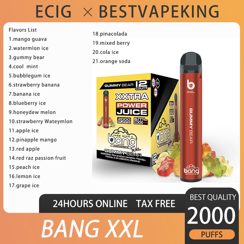 Bang XXL 2000 Puffs Disposable E cigarettes Vape pen Pro Max Vape Pen 800mAh 6ml Battery 2% 5% 6% Pods Bar Prefilled Vapors Kit Paid VS Switch Duo BC Fluum Bar 5000 6000
Bang XXL 2000 Puffs Disposable E cigarettes Vape pen Pro Max Vape Pen 800mAh 6ml Battery 2% 5% 6% Pods Bar Prefilled Vapors Kit Paid VS Switch Duo BC Fluum Bar 5000 6000