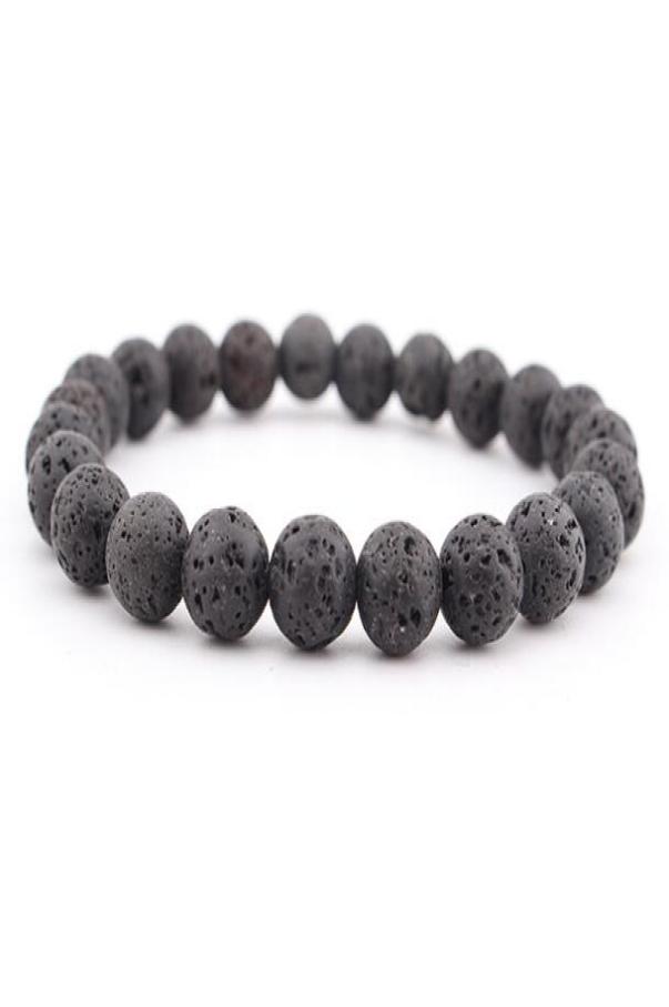 Fashion 8mm Natural Black Lava Stone Beads Bracelet DIY volcano Rock Essential Oil Diffuser Bracelet for women men Jewelry