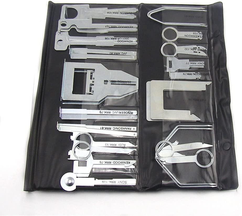 Universal 38pcs Car Audio Stereo Fix IT CD Player Radio Removal Repair Kits with Sturdy Pouch Auto Door Panels Interior Disassembly Tool