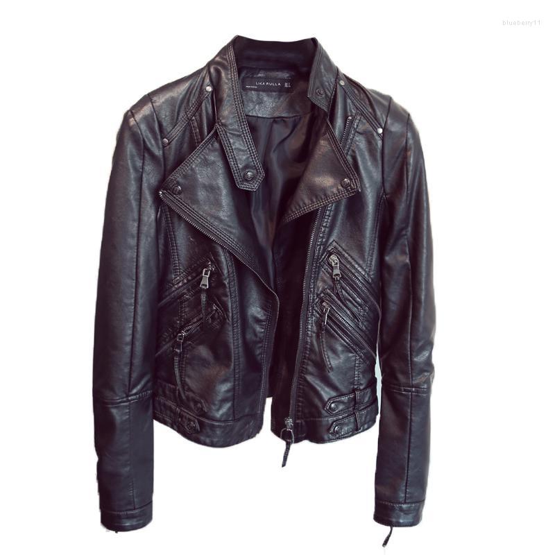 Women's Leather 2023 Spring Autumn Black Jacket Women Slim Moto Biker Female Jaquetas Feminino Ladies Pu