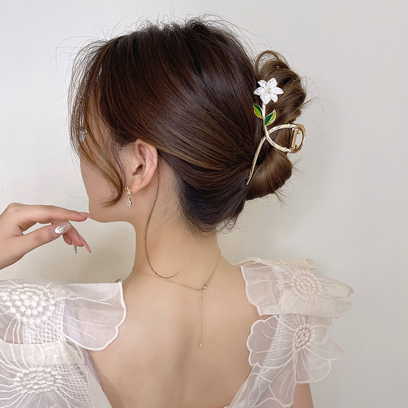 Hair Clips Barrettes Women Metal Claw Elegant Gold Flowers Barrette Crab Headband Ponytail Clip Headwear hair accessories tiara 230330