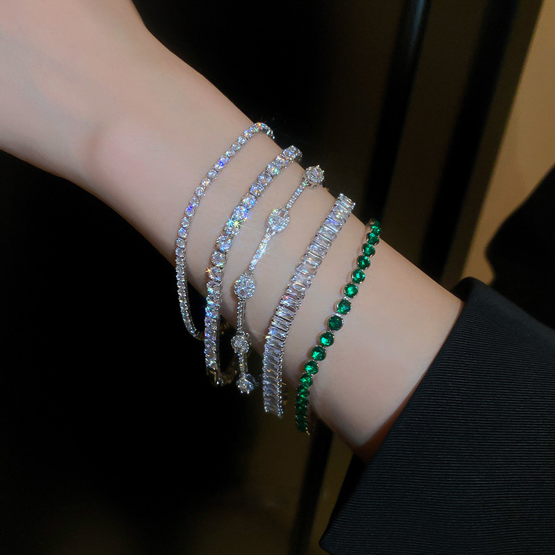 Trendy Lab Diamond Bangle Bracelet Engagement Wedding Bracelets For Women Men Tennis Birthstone Party Jewelry Gift