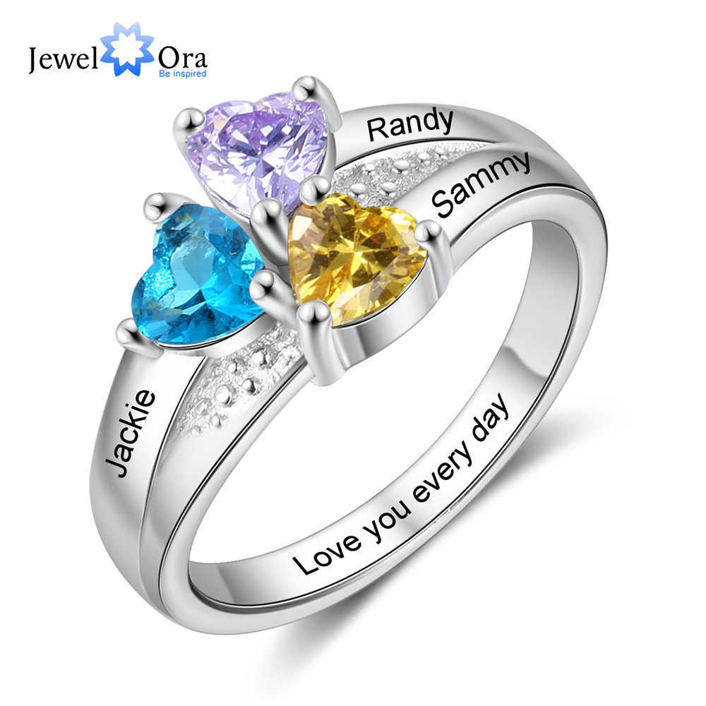 Solitaire Ring JewelOra Personalized Silver Color Engraved Name Copper s for Women Customized 3 Heart Birthstones Wedding Gift Mom Y2303
Solitaire Ring JewelOra Personalized Silver Color Engraved Name Copper s for Women Customized 3 Heart Birthstones Wedding Gift Mom Y2303