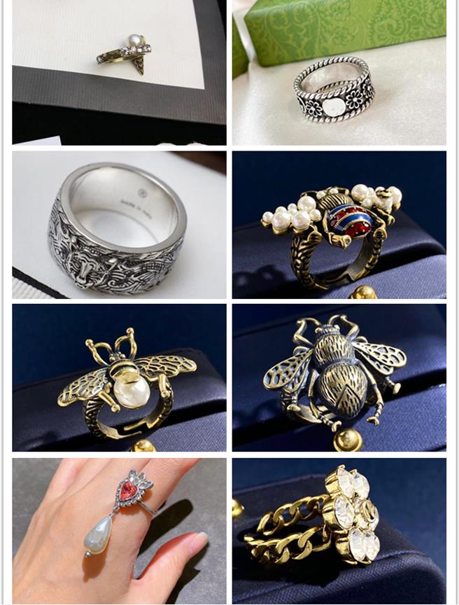 Vintage Rings for Men and Women Designer Lovers Vintage Punk Fashion Luxury Hip hop Jewelry tiger Bee Flower Opening Pearl Rhinestone Gold couples Ring Gifts
Vintage Rings for Men and Women Designer Lovers Vintage Punk Fashion Luxury Hip hop Jewelry tiger Bee Flower Opening Pearl Rhinestone Gold couples Ring Gifts