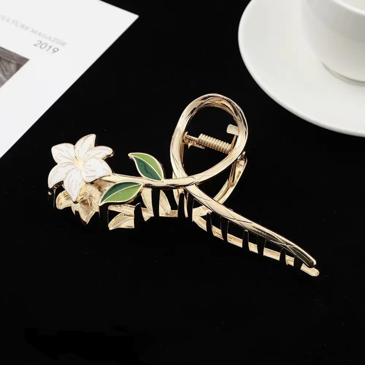 Hair Clips Barrettes Women Metal Claw Elegant Gold Flowers Barrette Crab Headband Ponytail Clip Headwear hair accessories tiara 230330