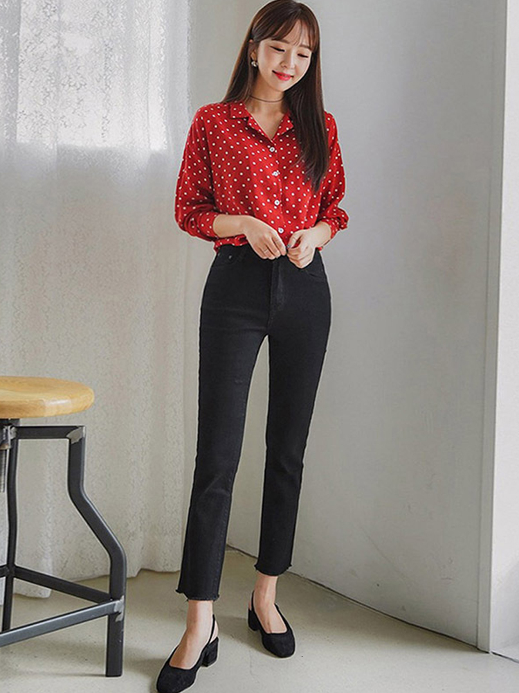 Women's Jeans Spring Summer Office Lady Cotton Solid Straight Ankle Length For Girls Fashion Pants Boyfriend 230330