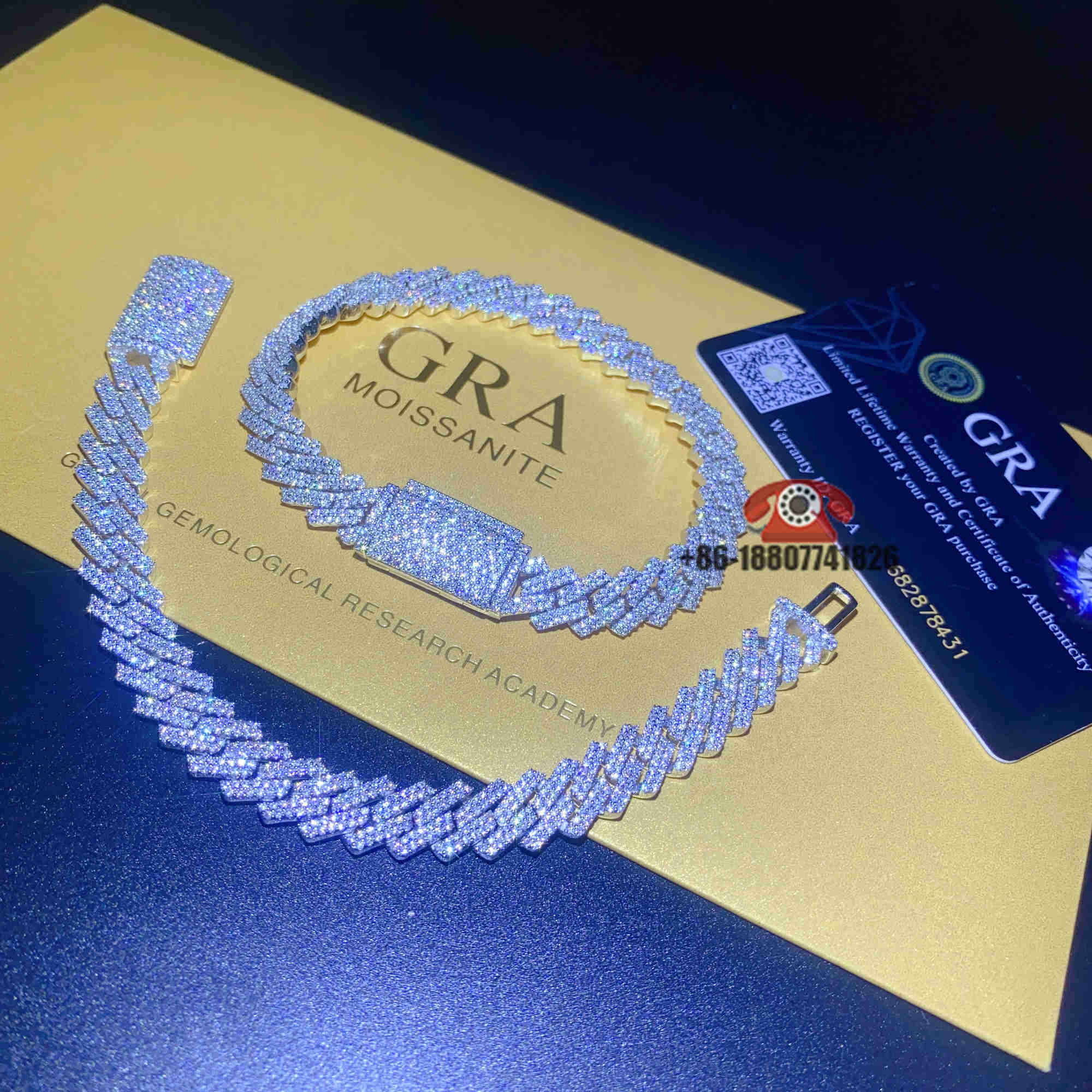 Top Seller Hip Mens Fine Jewelry 10mm 2rows Diamond Vvs1 Moissanite Cuban Bracelet 925 Sterling Silver