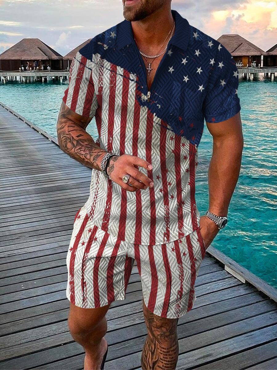 Men's Tracksuits Men's casual summer short-sleeved polo shirt and shorts two-piece set of men's street clothing Men's clothing 230