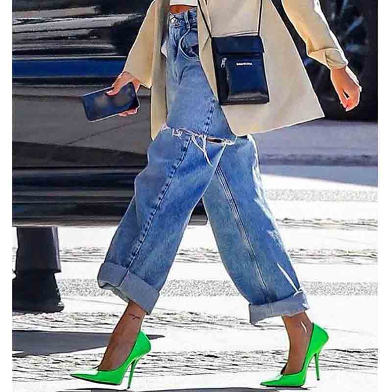 Women's Jeans Cosmicchic Women Straight ripped Casual Knife Cut Hole Loose Pants High Waist Street Retro Denim Trousers Female 230330