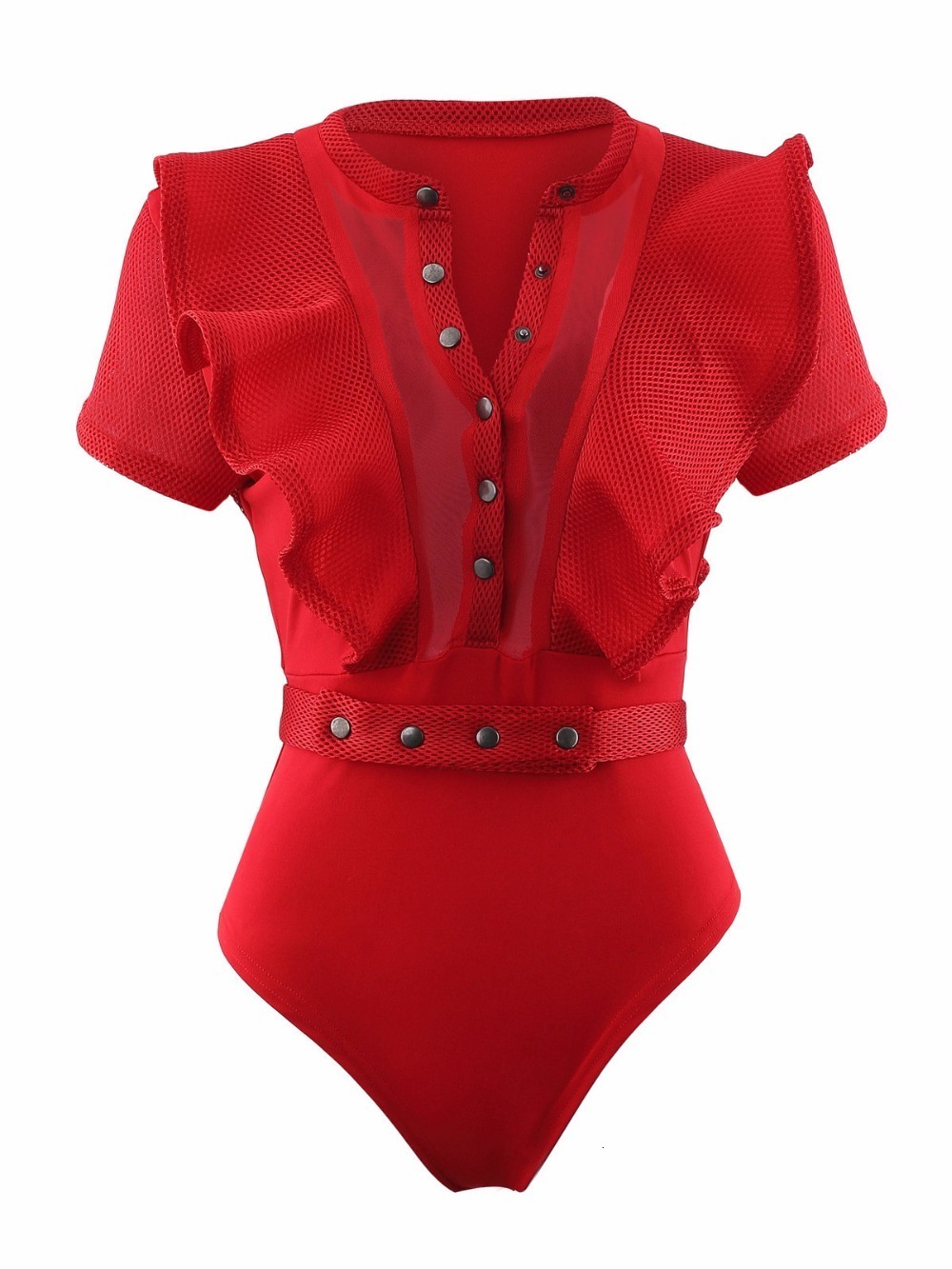 Womens Jumpsuits Rompers Black Ruffles Bodysuit Summer Hollow Out Combinaison Sexy Short Mesh Bodycon Overalls for 230329