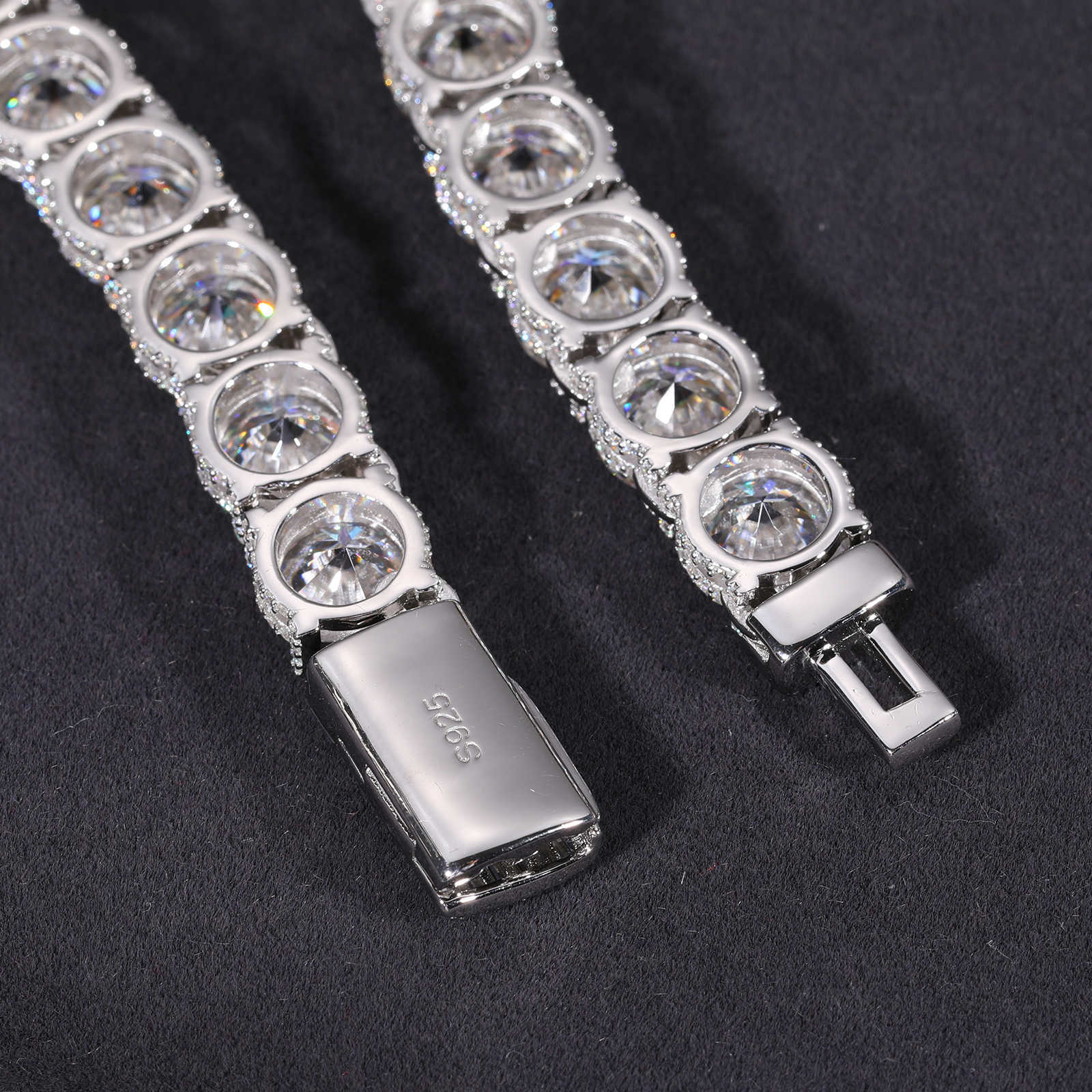 Designer-style high-end necklace2025 Design Iced Out Bracket 10mm Sterling Sier Vvs Moissanite Dia Baguette Buckle Tennis Chain Necklace