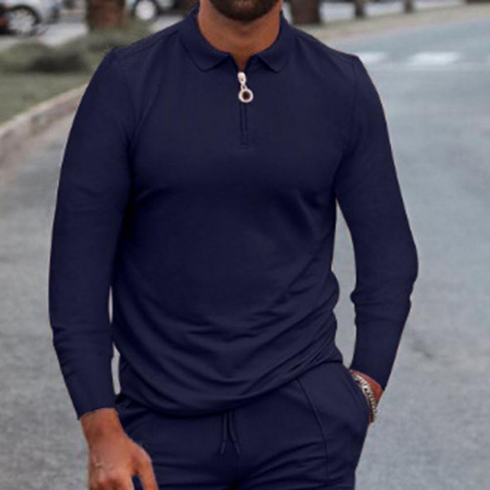 Men's Tracksuits Men's track and field clothing Spring and autumn sportswear 2-piece long sleeved polo shirtpants solid sportswear 230408