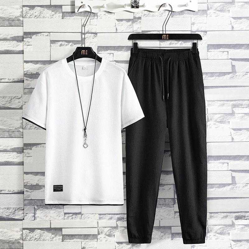 Men's Tracksuits Men's Short Sleeve T-shirt Set Men's Casual Summer Set Two Piece Men's T-shirt Pants Set Breathable 230330