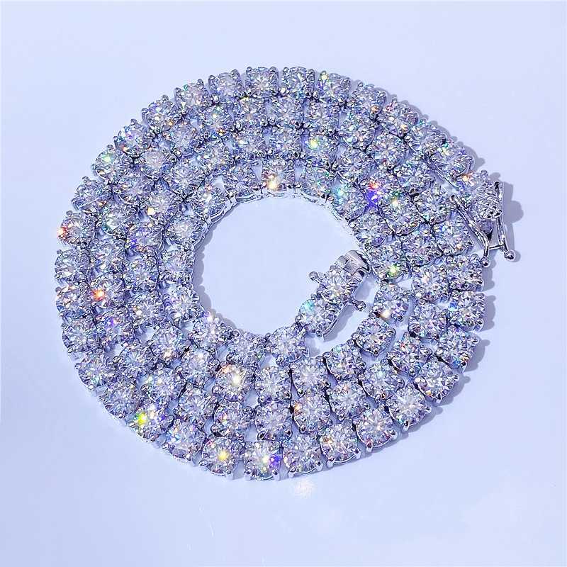 urious Custom Solid Gold Tennis Chain with VVS Moissanite Stones Exquisite Fine Jewelry for Men and Women 3mm 5mm Width