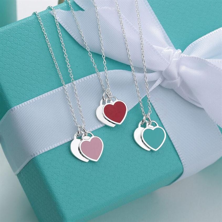 tiffany Mini Design Enamel Double Heart charms Lover Necklaces Women Necklace Fashion Trendy Suspension love Pendants 925 silver Designer 214z
tiffany Mini Design Enamel Double Heart charms Lover Necklaces Women Necklace Fashion Trendy Suspension love Pendants 925 silver Designer 214z
