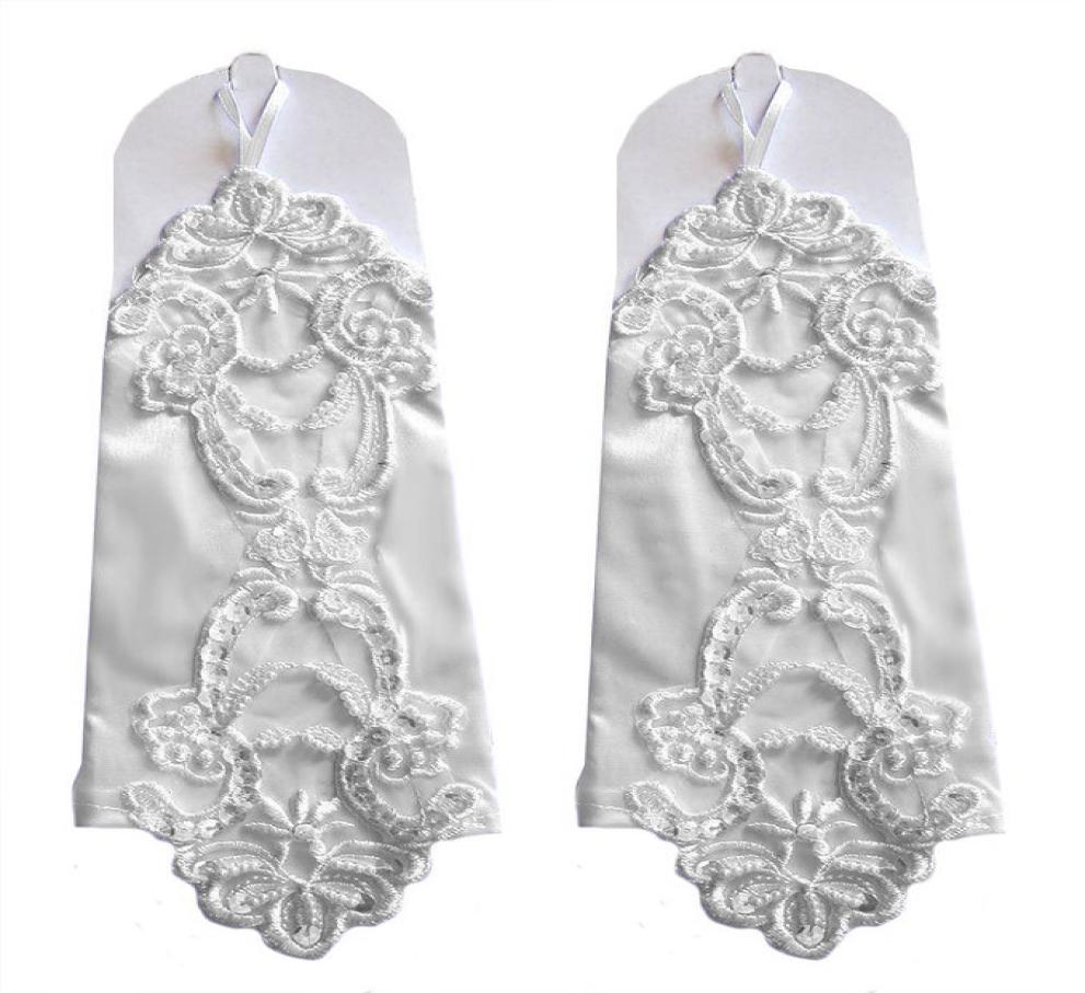 White Fingerless Beads Bridal Gloves Sequin Applique Wedding Dress Party Gloves Cheap Wedding Accessories InStock New Arrival