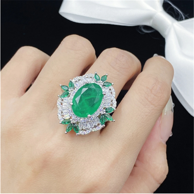 Vintage Lab Emerald Diamond Jewelry set 925 Sterling Silver Engagement Wedding Rings Earrings Necklace For Women Promise Jewelry