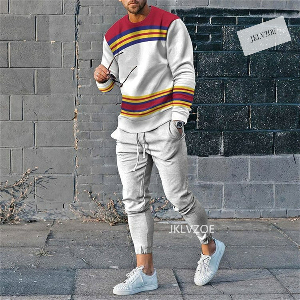 Men's Tracksuits Men's Trousers Tracksuit 2 Piece Casual Earth Long Sleeve T-shirt Pants Fashion Sports Pants 230330